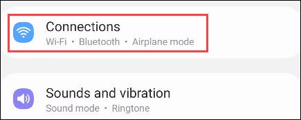 Bấm vào mục “Connections”