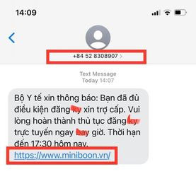 Nội dung tin nhắn lừa đảo.