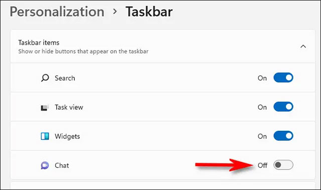 How to remove the "chat" icon on the Windows 11 taskbar