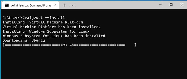 Cài đặt Windows Subsystem for Linux (WSL) bằng một lệnh duy nhất