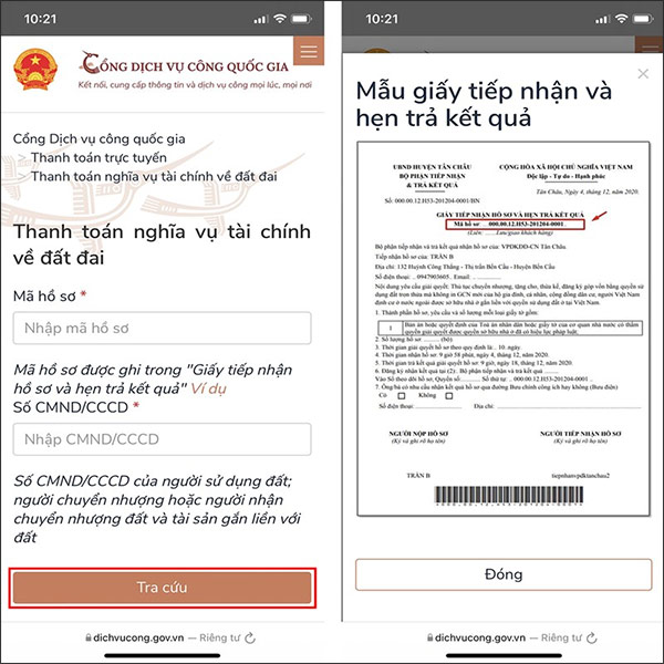 Nhập thông tin hồ sơ