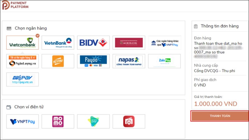 Nộp tiền thuế đất