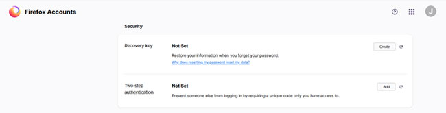 Trong Recovery key, nhấp vào Create