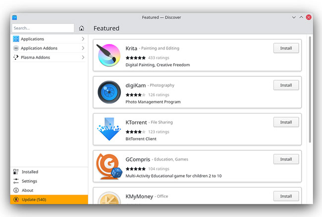 KDE có nhiều phần mềm thích hợp