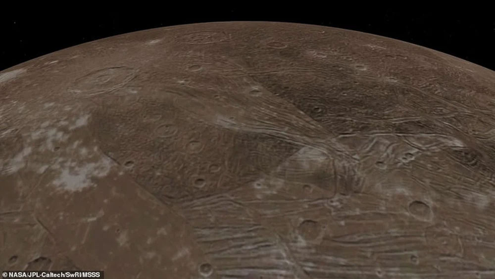 Các vùng sáng và vùng tối của Ganymede. Ảnh: NASA