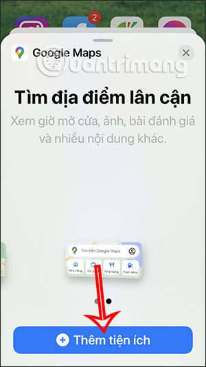 Cách thêm widget Google Maps trên màn hình iPhone
