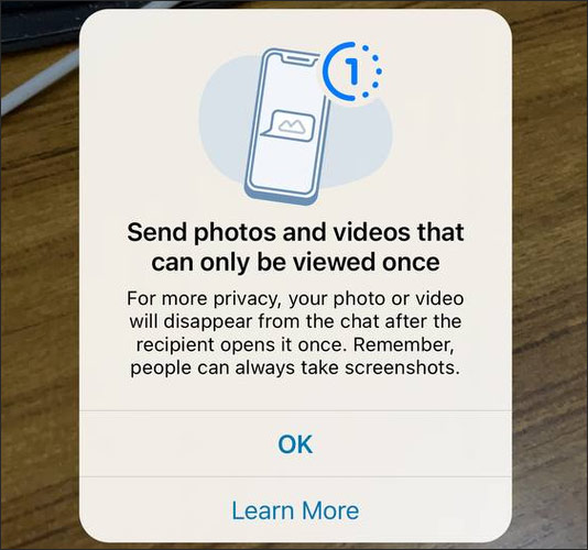 Notice the feature of automatically deleting photos and videos