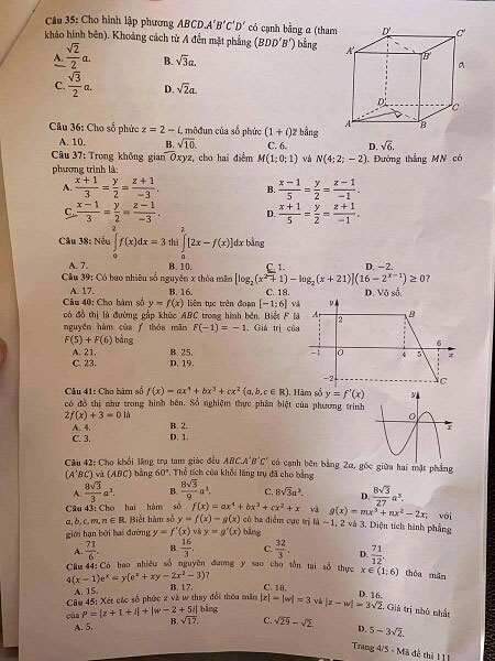 Đề thi Toán THPT 2021 đợt 2 3