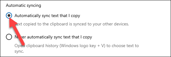 Nhấp vào tùy chọn “Automatically sync text that I copy”