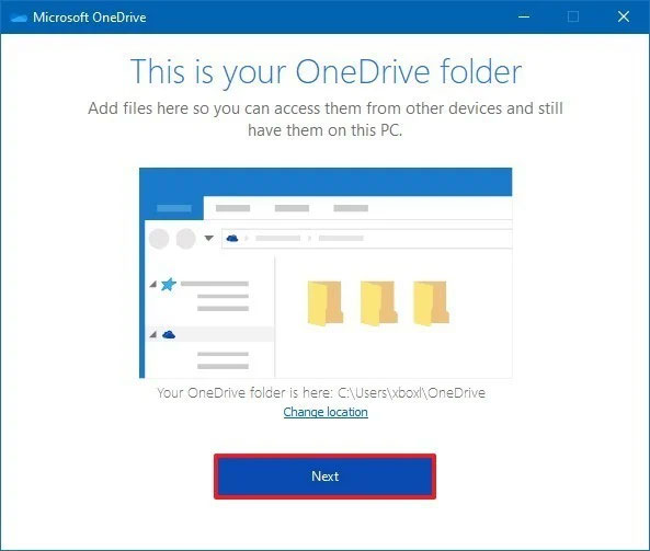 Tùy chọn vị trí đồng bộ OneDrive
