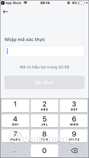 Nhập mã xác nhận