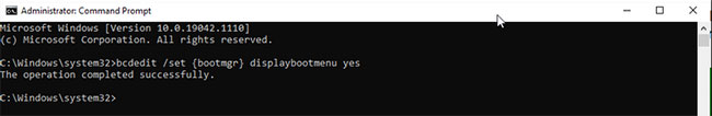 Kích hoạt menu boot bằng Command Prompt