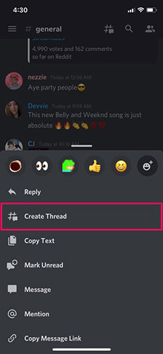 Nhấn vào Create Thread