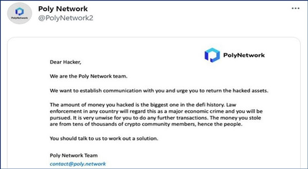 Thông báo của Poly Network. 