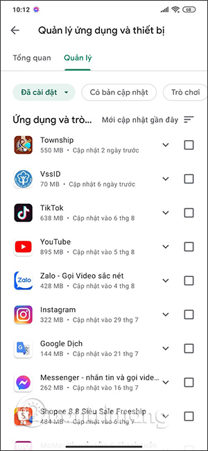 Manage apps with updates