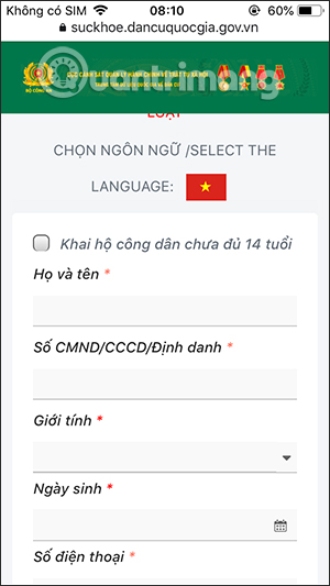 Điền thông tin cá nhân