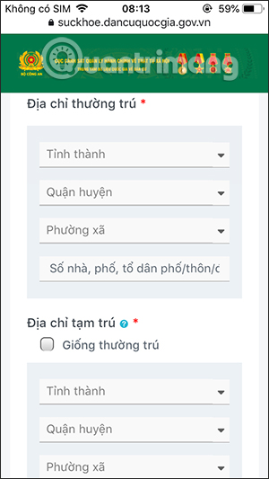 Điền địa chỉ