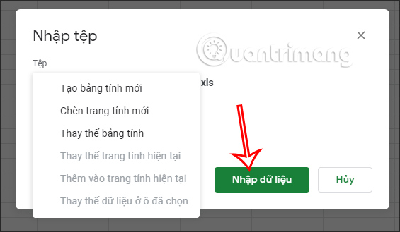 Tùy chọn file chèn