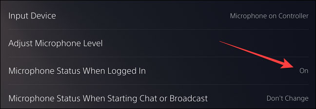 Click on the option “Microphone Status When Logged In”