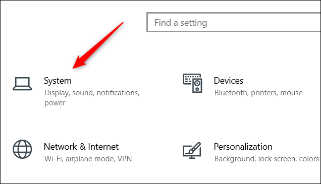 Nhấp nhập mục “System”