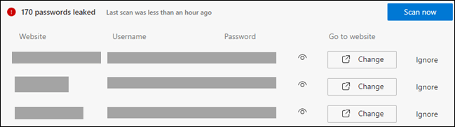 Danh sách tất cả các tài khoản đã lưu trữ có mật khẩu bị xâm phạm