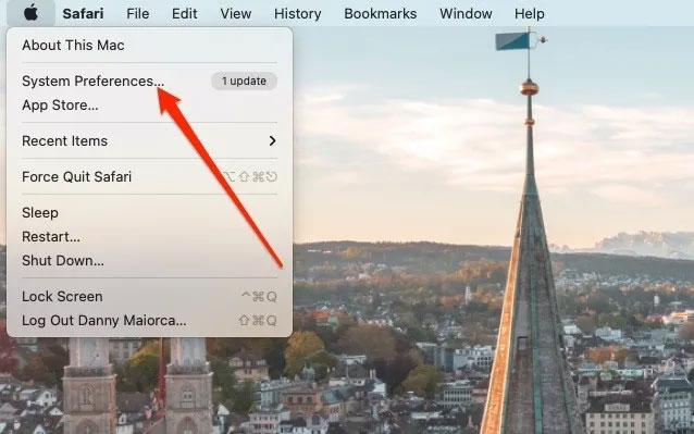 Nhấn vào “System Preferences …