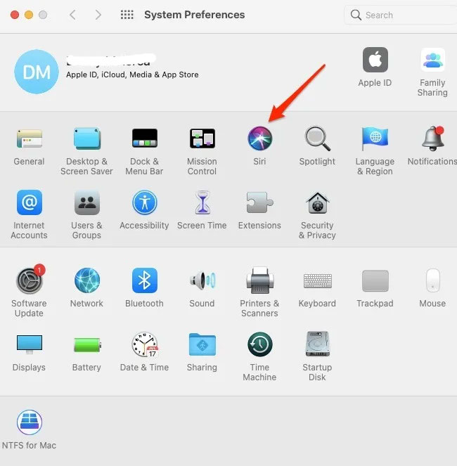 Nhấp vào biểu tượng Siri