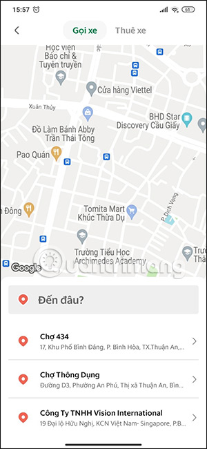 Nhập điểm đến