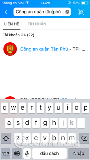 Tìm kiếm OA Công an