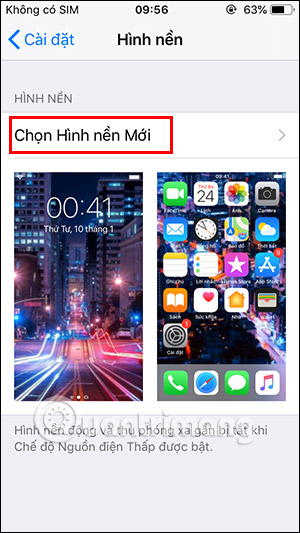 Chọn hình nền mới