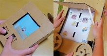 Cặp song sinh 11 tuổi tự chế tạo máy chơi game bằng bìa carton