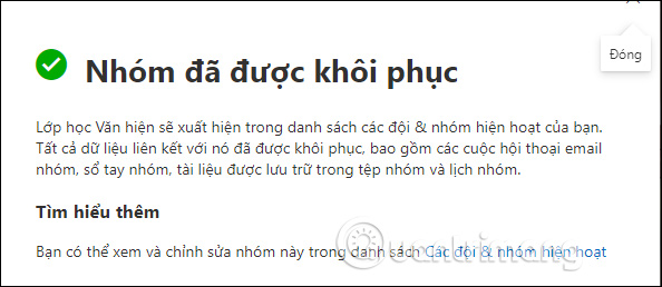 Thông báo khôi phục nhóm
