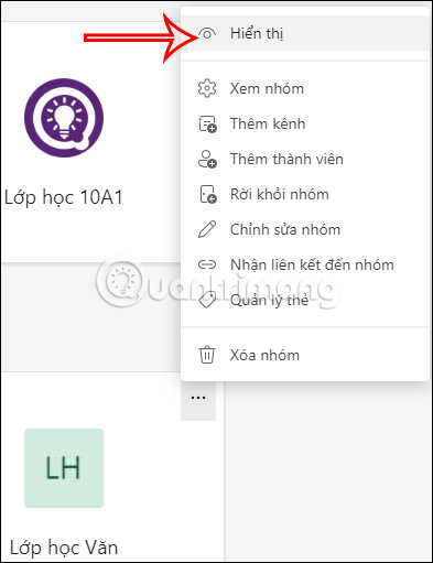 Hiển thị lại nhóm