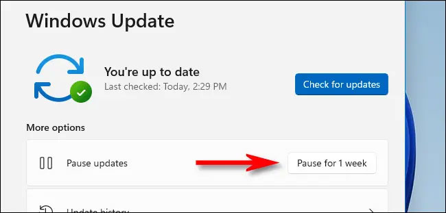 Click the “Pause for 1 Week” button