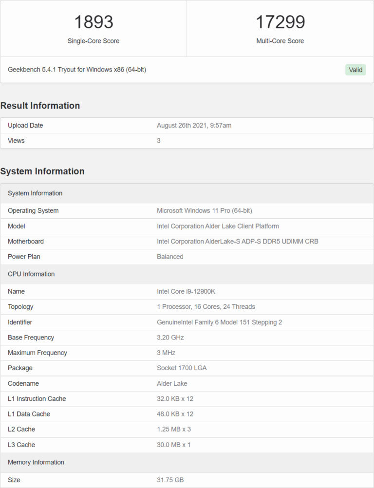 Kết quả benchmark rò rỉ