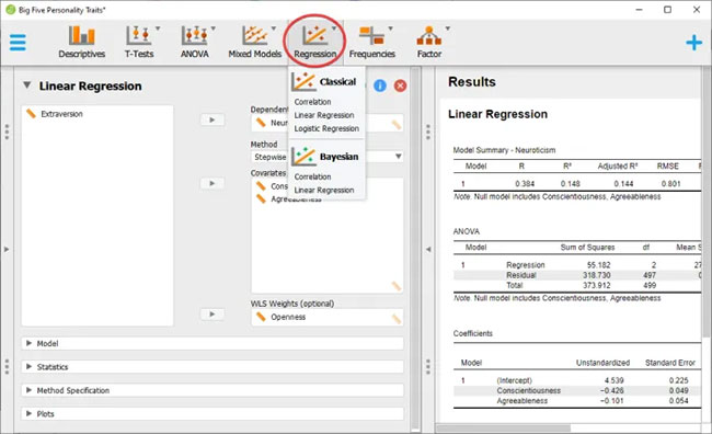 Chuyển đến tab Regression