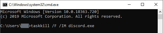 Đóng Discord bằng Command Prompt