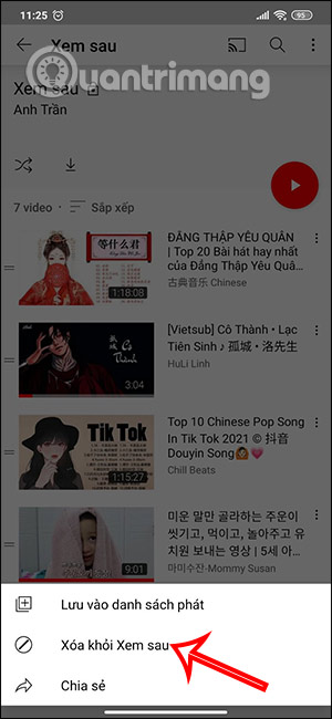Xóa khỏi xem sau