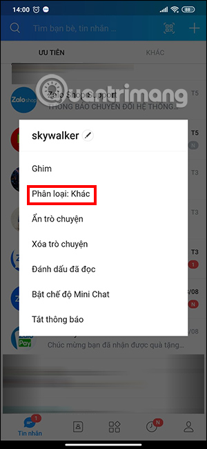 Phân loại tin nhắn Khác