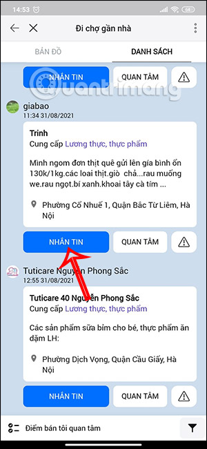 Danh sách cửa hàng