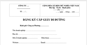 Mẫu đơn đề nghị cấp giấy đi đường