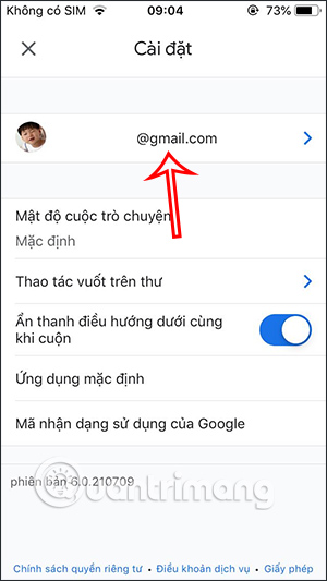 Chọn tài khoản Google