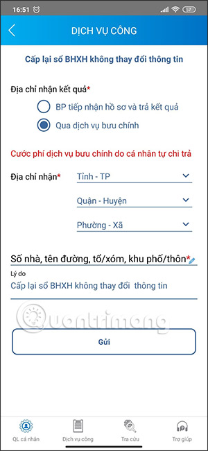 Đến nơi nhận hồ sơ