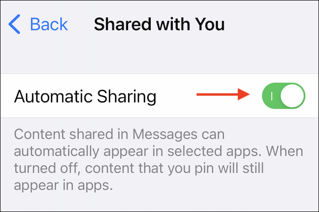 Turn off “Automatic Sharing” 