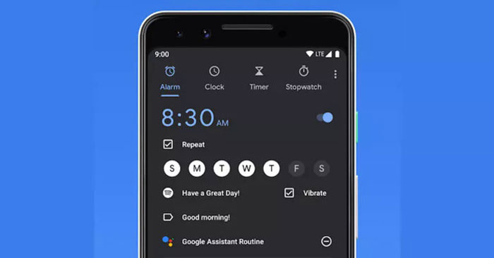Tính năng báo thức Google Clock trên hệ điều hành Android của Google. Ảnh: Androidauthority
