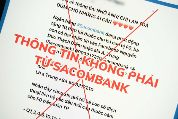 Mạo danh Sacombank mở tổng đài phát thuốc miễn phí