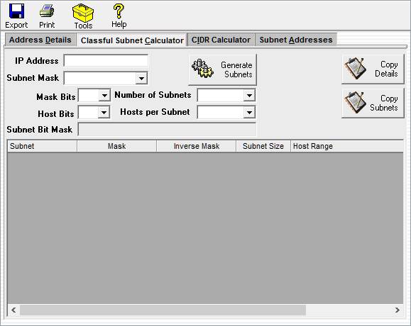 Advanced Subnet Calculator cung cấp những tính năng hữu ích
