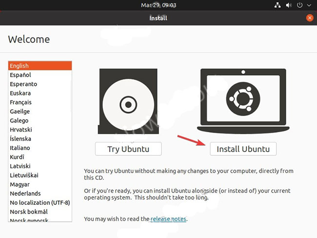 Click the Install Ubuntu button