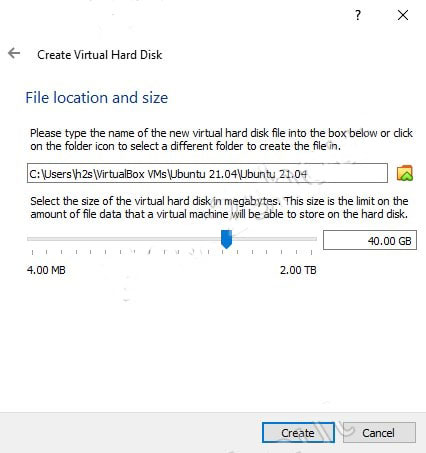 Create virtual hard drive