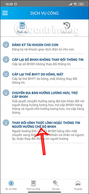 Thay đổi thông tin người hưởng BHXH